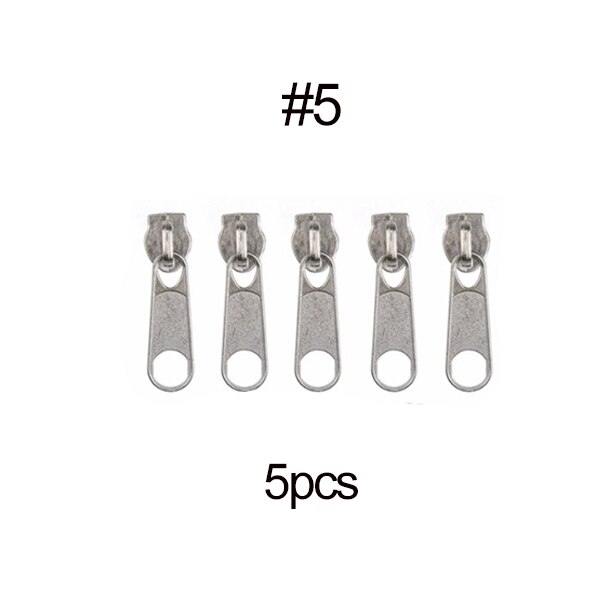 5pcs #3 #5 #8 #10 Fix Zipper DIY Zip Slider Repair Kit For Zip Fastenings Sewing Tailor Tools Clothing Accessories: 5pcs Silver 5(6mm)