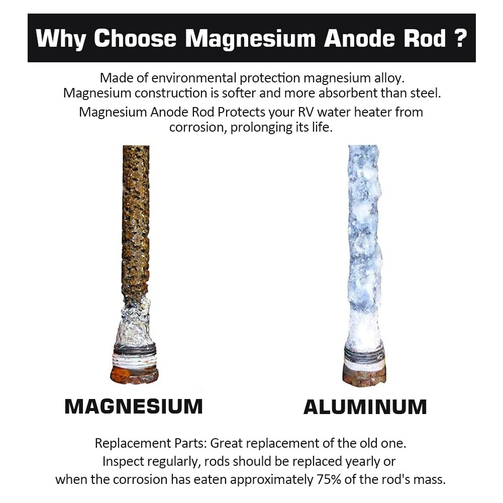 2 st antikorrosion för rv släpvattenberedare 4.5 tums tankbytesdelar universal bar skyddande magnesiumanodstång