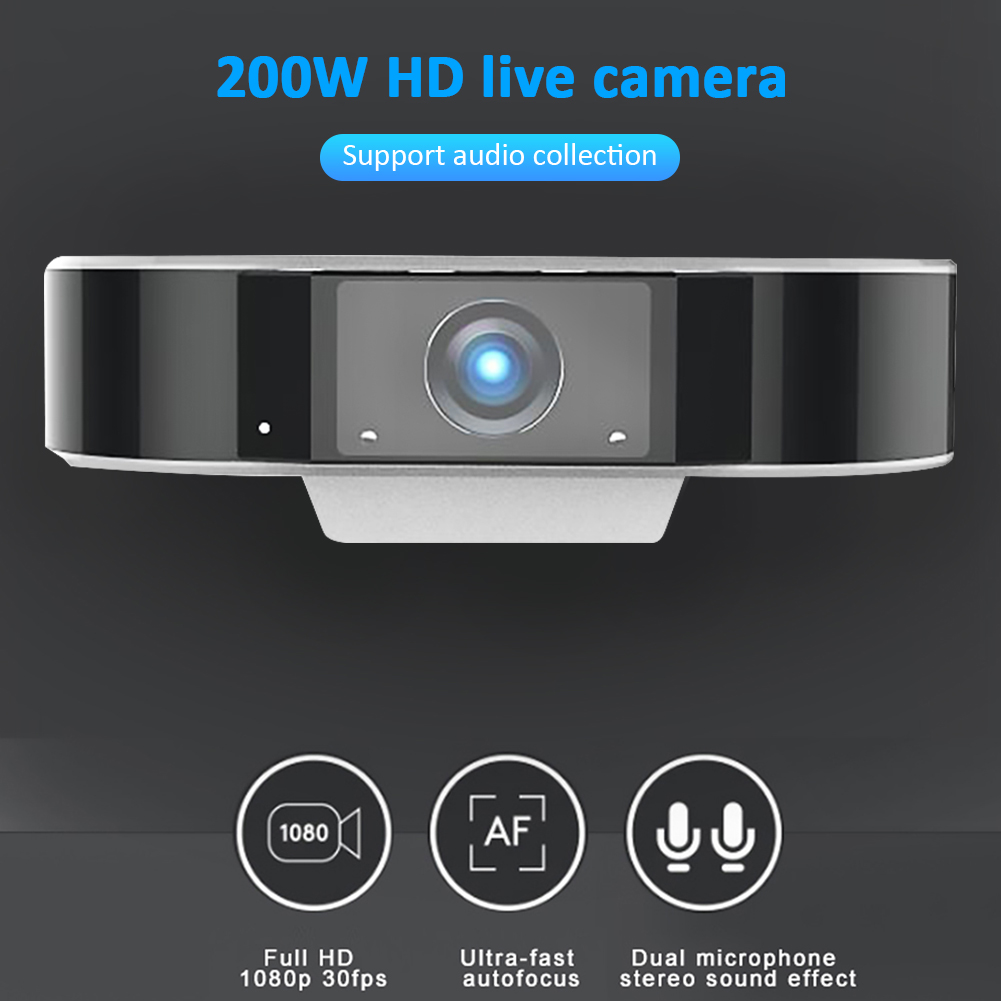 C12 Webcam 2MP 1080P Full HD USB Driver Free Web Camera with Microphone for Windows Android Linux Live Camera Webcam