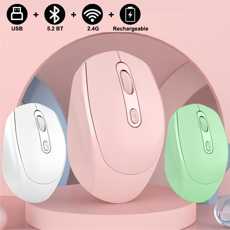 Bezprzewodowa mysz kompatybilna z Bluetooth 2.4G przenośna ergonomiczne myszy do laptopa Tablet Notebook biurowy ładowalna mysz do gier