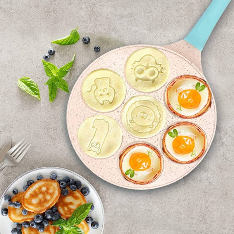 Nonstick Pancake Pan, Mini Pancakes Maker Kids Induction Pancake Pan Pancake Molds Crepe Maker Griddle Grill Pan for Kid