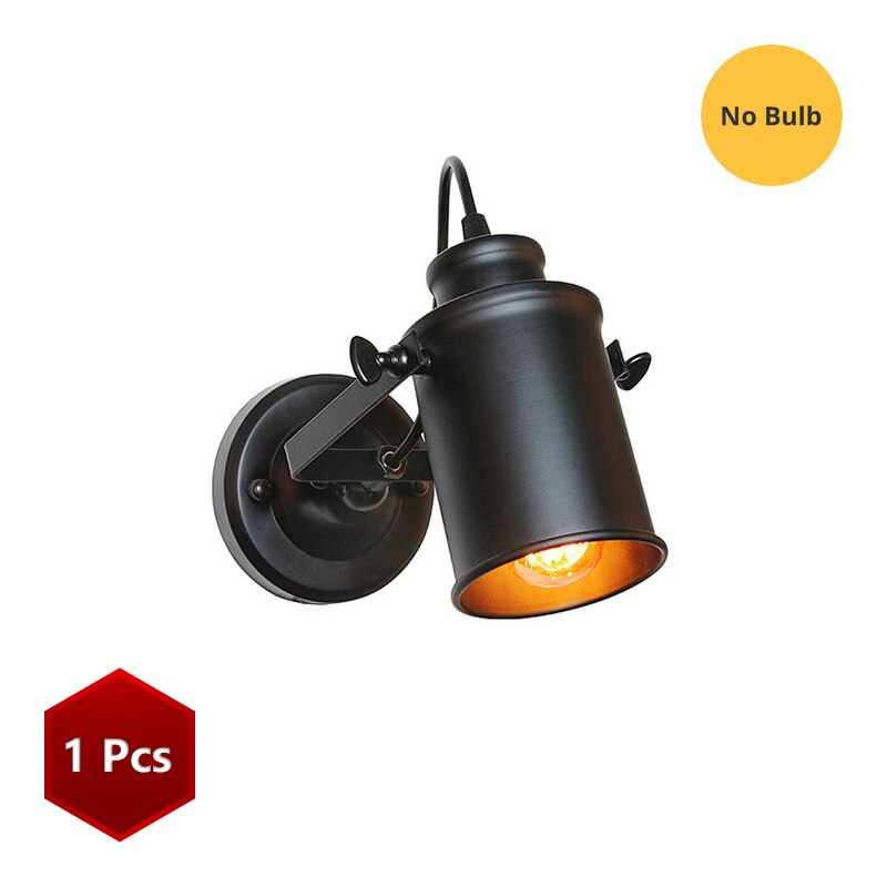 LEDSone Vintage Industrial Wall Sconce, E27 Fitting, Metal Cone Shade, Brass/Black, Indoor Use