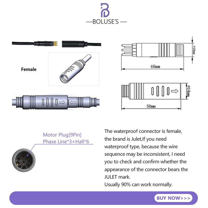 Ebike Controller Kt Sinus Controller Voor 250W-1000W Wiel Motor Controller Borstelloze Motor Controller Met Sm/waterdichte Stekker