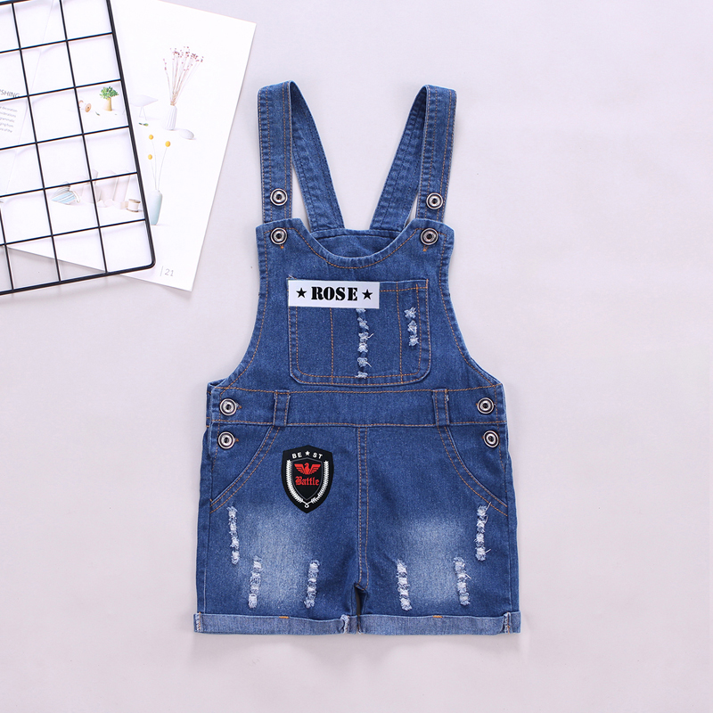 Diimuu Zomer Mode Jongens Meisjes Overall Shorts Denim Broek Kinderkleding Casual Gewassen Hole Jumpsuits Fit 3-5 jaar: 4T