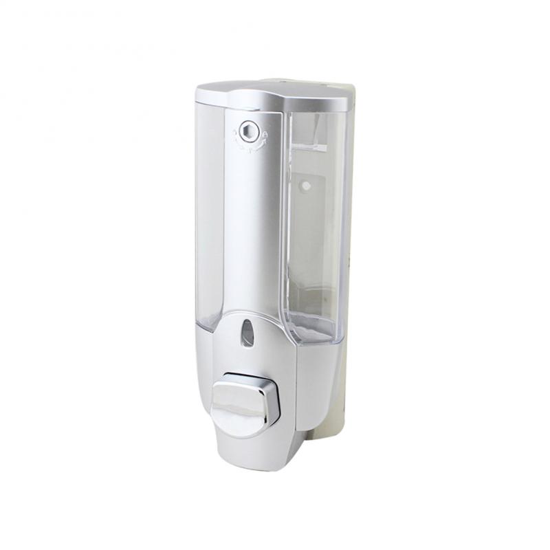 Wall Mount Hand Zeepdispenser Single-Head Handleiding Hand Vloeibare Shampoo Douchegel Dispenser Lotion Container: Single grey
