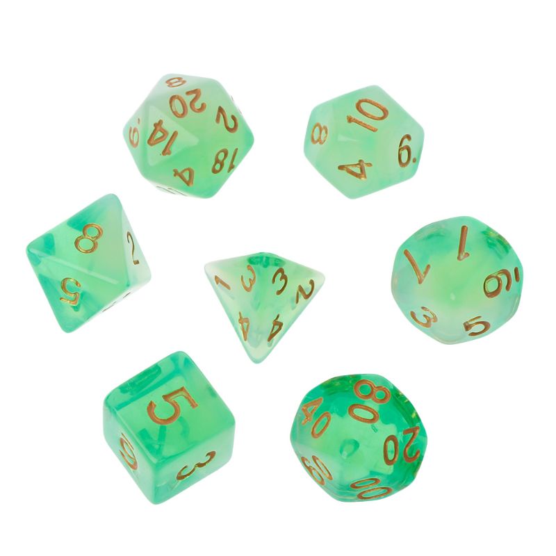 7 pçs/set Poliédrica Dos Dados Lados D4 D6 D8 D10 D12 D20 Para D & D Jogo de RPG de Mesa Poli: green