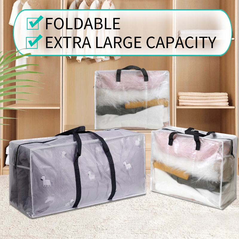1pcs sacos móveis resistentes com alças reforçadas - alças mais fortes para fácil transporte e armazenamento de roupas - armazenamento transparente
