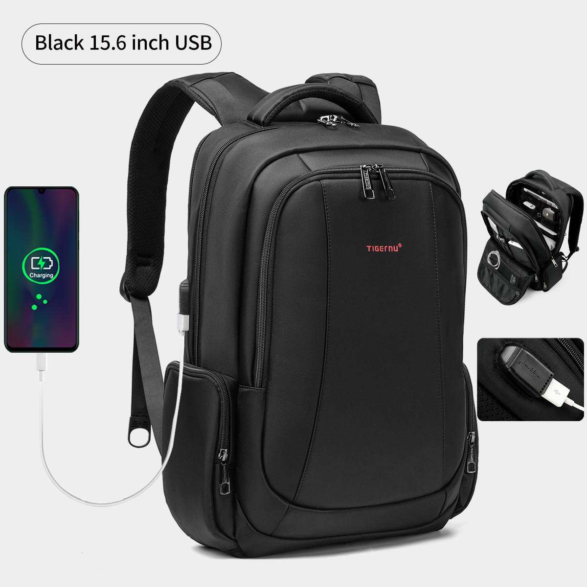Tigernu Men Backpack 14 15.6 17.3inch Laptop Backpack Bags For Men Anti Theft Bags School Backpack Male Travel Backpack Knapsack: Burgundy