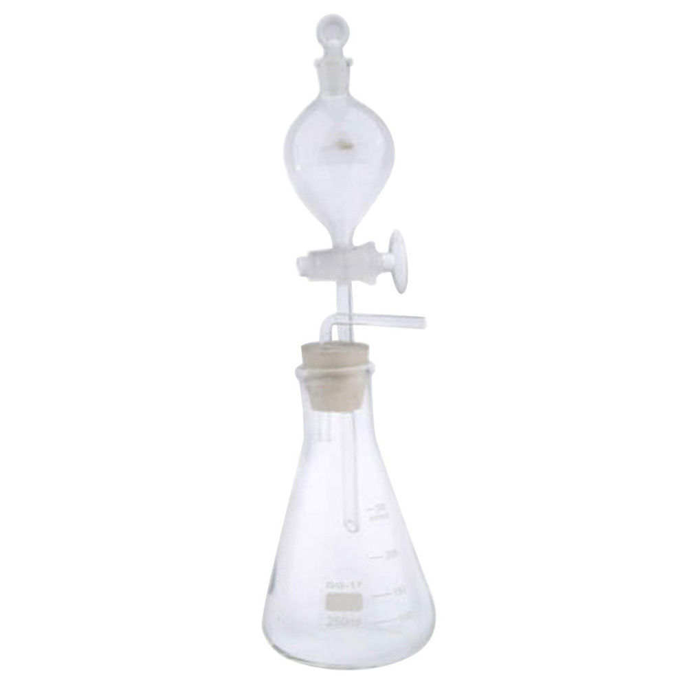 Glass Conical Flask Separatory Funnel Stopper Lab Gas Generator Apparatus Kit like oxygen hydrogen and carbon dioxide