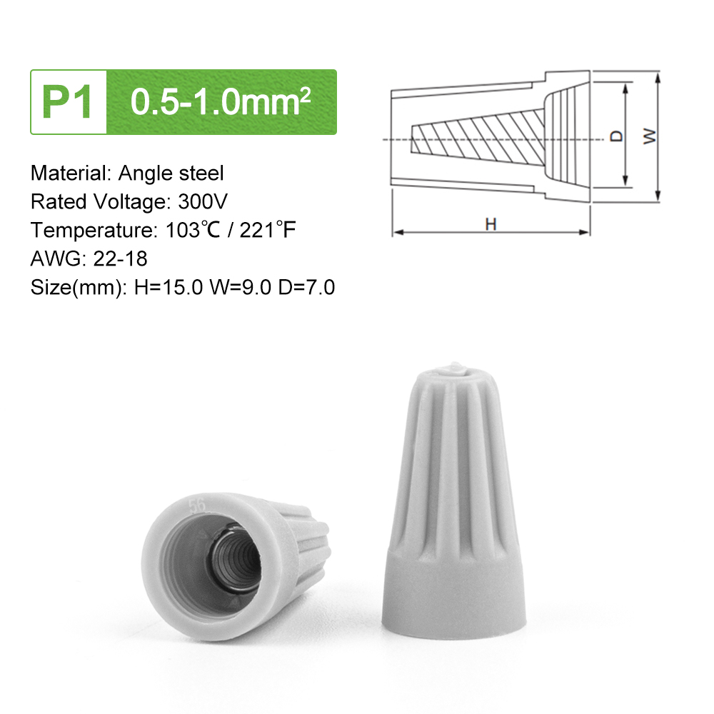 50PCS Colorful Electrical Insulated Crimp Twist Terminal Quick Wire Connector Nut Spring End Cap Connection: army green