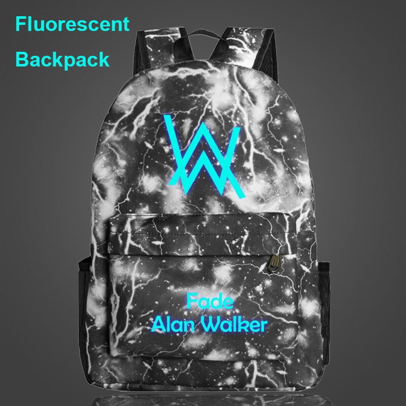 Mochila escolar fluorescente con dibujo de Alan Walker para niños y niñas, morral escolar para adolescentes,: 5322-11