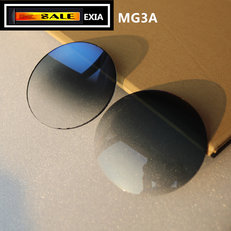 Sunglass Lens Glas Gradiënt Blauw-Grijs Kleuren 70mm Base Curve 6 EXIA OPTISCHE MG3A