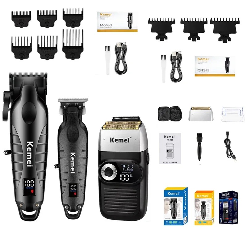 Kemei KM-2293 Km-2290 Km-2026 nueva cortadora de pelo con pantalla LCD cortadora de pelo eléctrica afeitadora hombres Máquina para cortar cabello para salón