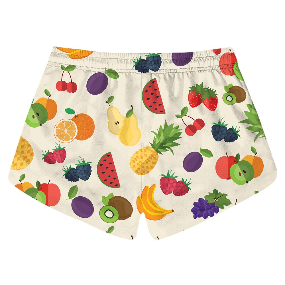 Pantalones cortos de playa para mujer, Shorts deportivos finos con estampado 3D de fruta para surfear, natación, Surf, vacaciones, bañadores femeninos