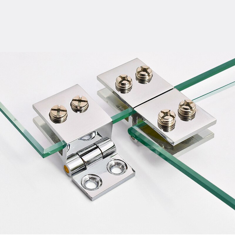 2 Pcs Glass Door Hinge Cupboard Showcase Cabinet Hinge Durable Glass Clamp Home JAN88