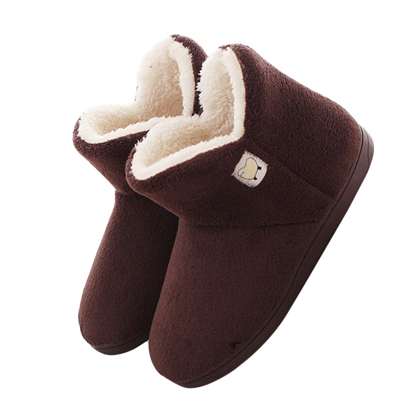 Bottines d'hiver pour femmes, chaussures plates en peluche pour garder au ,: coffee / 40-41