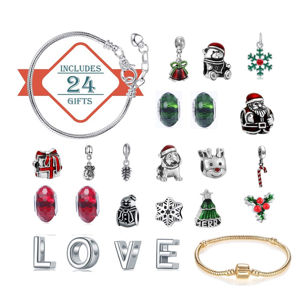 DIY Christmas Advent Calendar for Kids Jewelry Advent Calendars Charm Bracelets Necklace Christmas Children Box