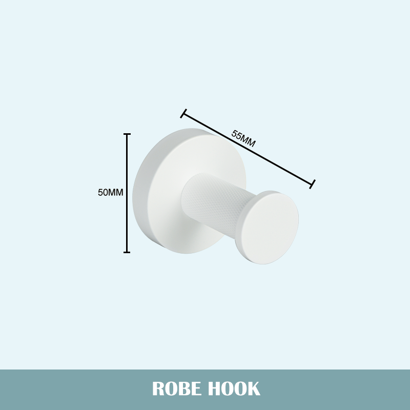 Juego de accesorios de baño blanco mate, soporte de toalla de baño, soporte de papel, gancho para bata, cepillo de inodoro, jabonera, estante de toalla: Blanco