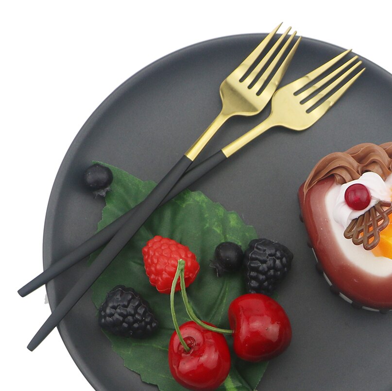 6 stk dessertgaffel farverig bestik lang skaft gaffel spejl bestik rustfrit stål køkkentilbehør mini kagegafler fest