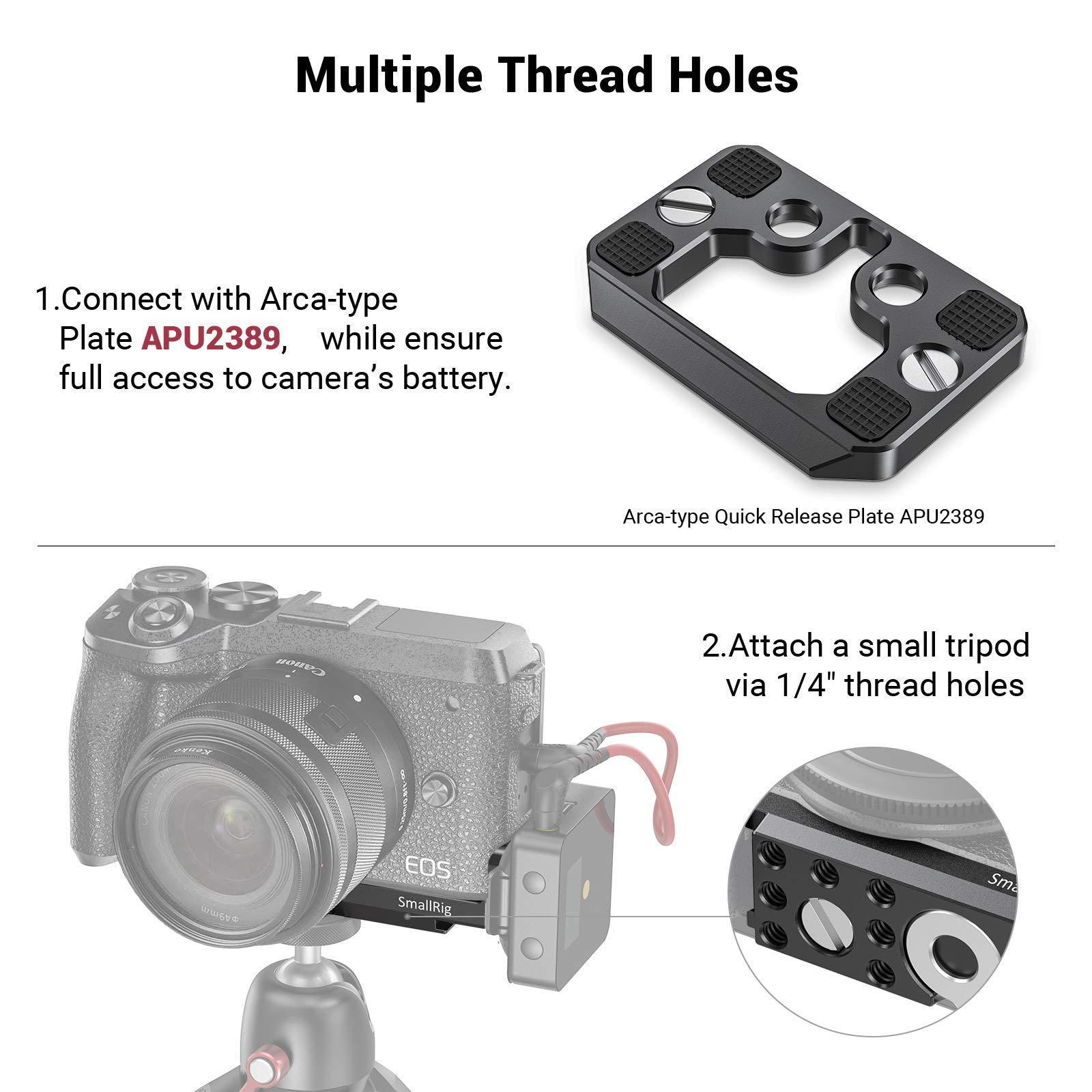 Plaque de chaussure froide pour Canon EOS M6 Mark II avec deux supports de chaussures froides-2517
