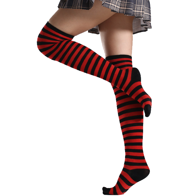 1/6 Pairs Women's Striped Stocking Japanese Over Knee Socks Women Keep Warm Slim Long Socks Black White Striped Hosiery
