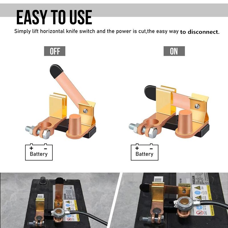 Top Post Negative Battery Disconnect Switch 12V/24V 250/750A Knife Blade Isolator Power Cutoff Switch for Marine Car Boat RV ATV