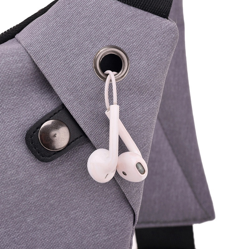 Multi Pocket Borst Tas Voor Mannelijke Messenger Bag Mannen Anti-Diefstal Sling Mannen Tas Borst Pakken Unisex Met Headset interface Grijs