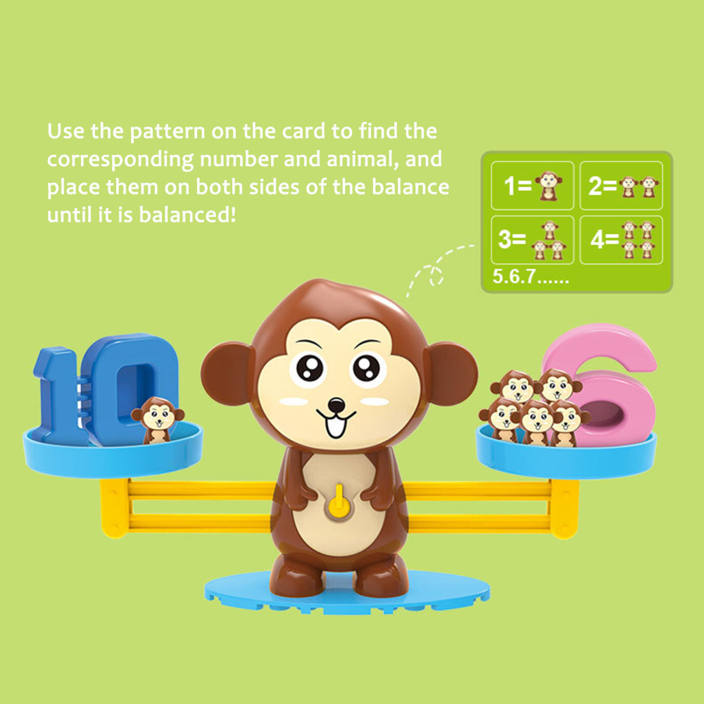 Juguetes de matemáticas para niños, juego de balanza de equilibrio, juegos de números, bloques de apilamiento, pingüino, mono, de educación temprana