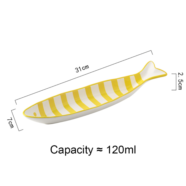 Irregular Fish Shape Ceramic Plate Rectangle Solid Glaze Steaming Fish Tray Porcelain Dinner Plate Household Dish: 3