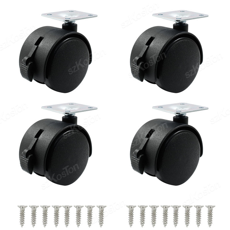 4Pcs Furniture Caster Wheel Table Plate with Brake 1.5/2inch Swivel Castor Wheel Replacement Trolley Cart DIY Shelf Roller Black: 3 inch / WHITE