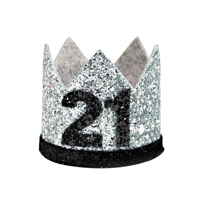 Verjaardagsthema glitterstof verjaardagshoedjes feest baby muts mini hoed eerste verjaardag feestversiering volwassen verjaardag nummer hoed: Lichtgrijs