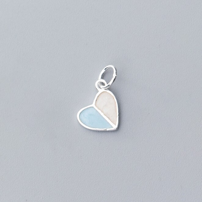 MEETSOFT-Colgante romántico de Plata de Ley 925 con corazón azul y rosa, joyería fina hecha a mano, accesorio: AY1128BU