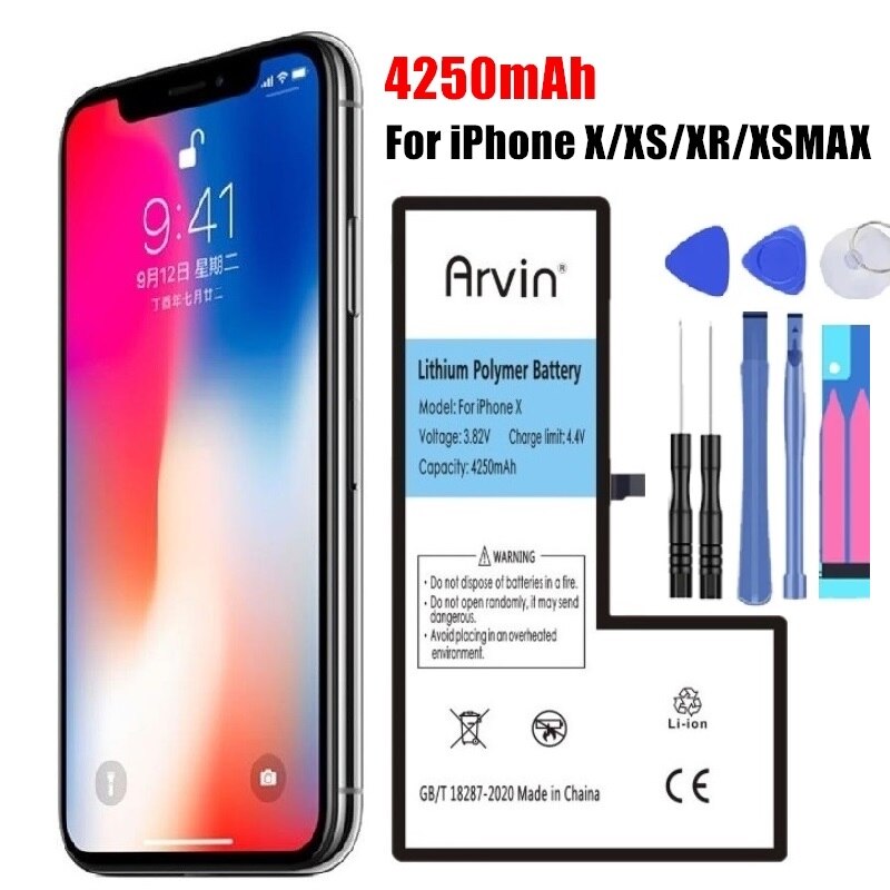 4250mAh Hohe Kapazität Ersatz Bateria Für iPhone X XS MAX XR Original Batterien Für Apfel iphone xs xr x xsmax batterie