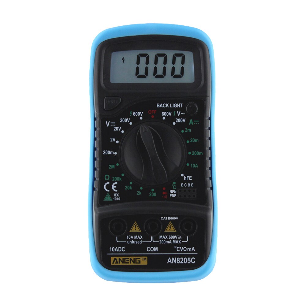 ANENG AN8205C thermométrie multimètre numérique voltmètre ampèremètre AC DC OHM Volt testeur Test jauge de température outil: Blue