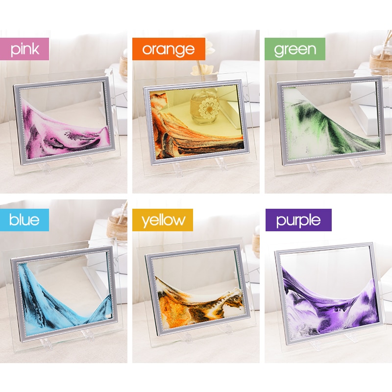Liquid Sand Frame Landscape Picture Moving Glass Frame Changeable Painting Photo Ornaments Home Office Decor WMSLH