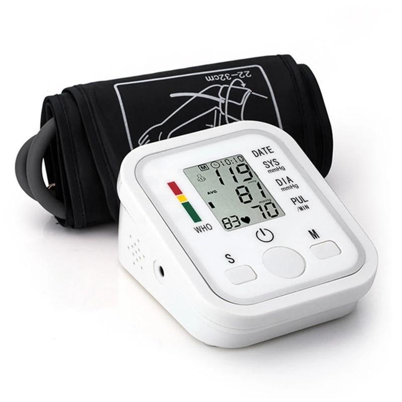 Blood Pressure Monitor Electronic Blood Pressure Meter Electronic Sphygmomanometer Arm Style Home Tonometer without Battery: White