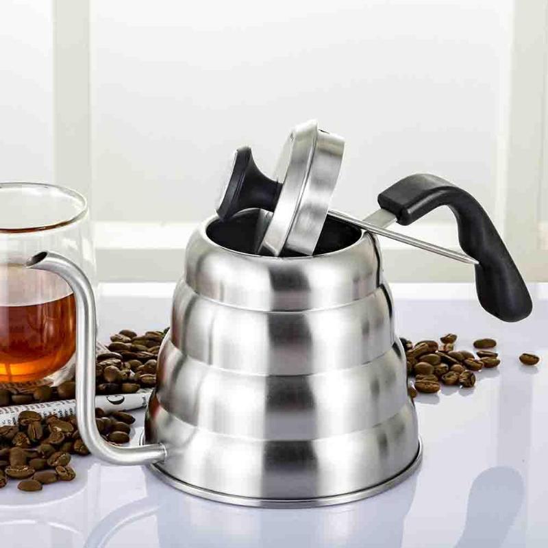 1L/1.2L Stainless Steel Drip Coffee Pot Pour Over Coffee Kettle For Kitchen Home Cafe Coffee Kettle With Thermometer
