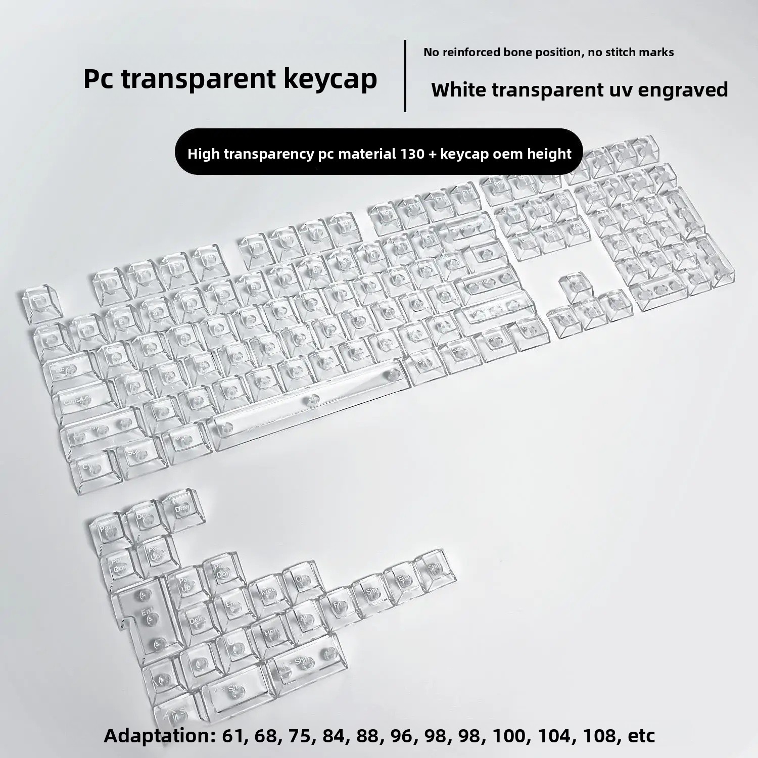 Customizable DIY Mechanical Keyboard Keycaps Transparent PC Material Foggy through Full Set of 132 Keys Computer Office: Red
