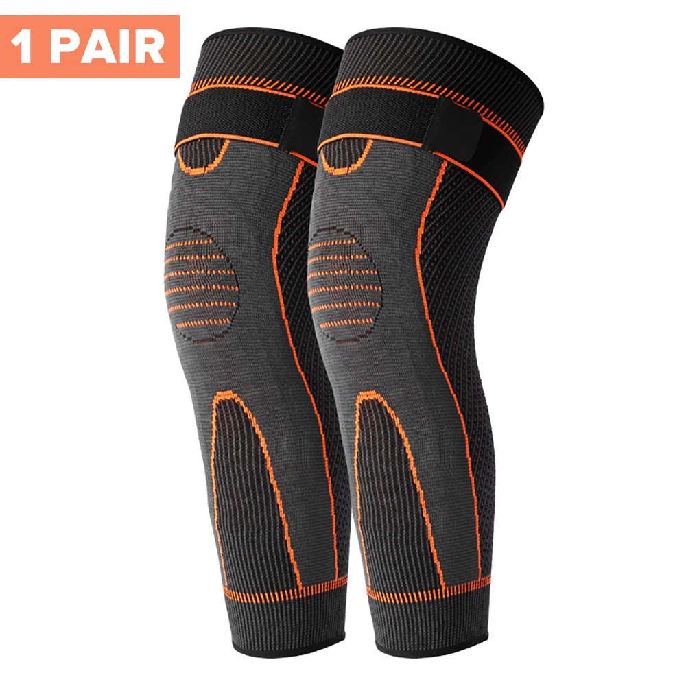 1 par de rodilleras de soporte de rodilla de fitness alargadas vendaje Rodilleras de compresión deportiva de nailon elástico para baloncesto para correr baloncesto rodillas cálidas: M / YELLOW