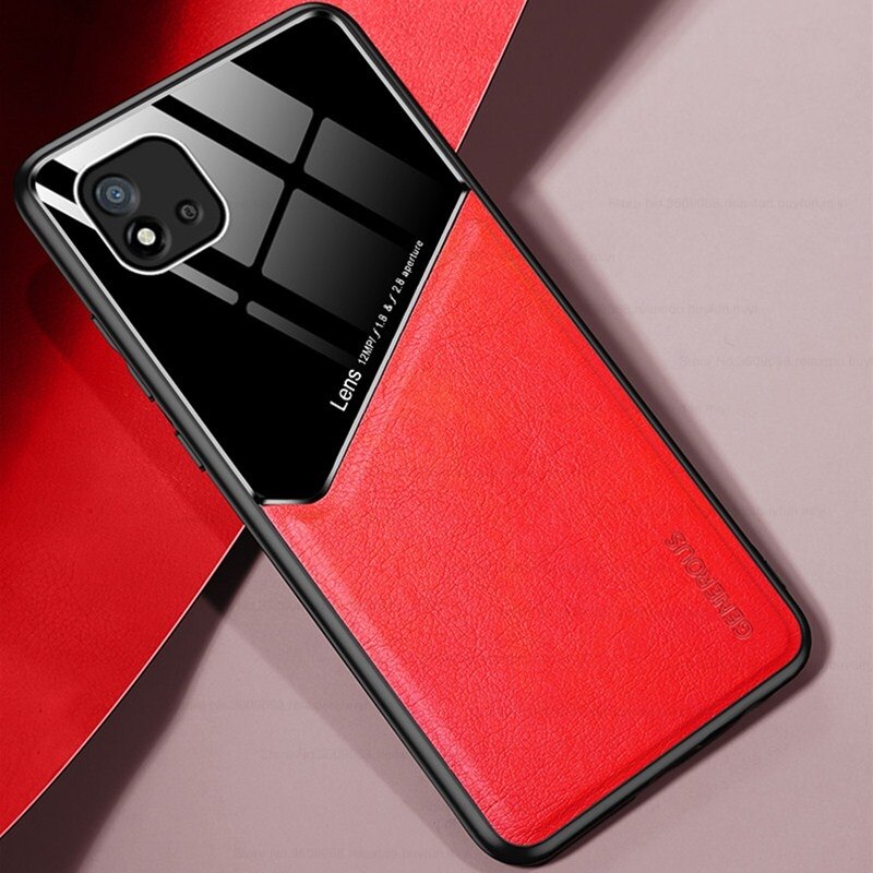 Leder Textur Auto Magnetischer Halfter Telefon Abdeckung Für Realme C21 C21Y RealmeC21 Realmi C 21 Y 21Y Weiche Silikon schützen Coque: Pro Realme C21 2021 / rot