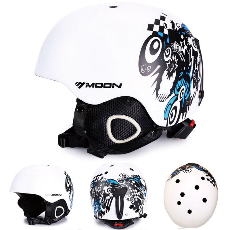 Luna esquí casco Otoño Invierno hombres adultos Snowboard Skateboard esquí equipo deportes seguridad cascos para nieve gafas con: 07 / M(55-58cm)