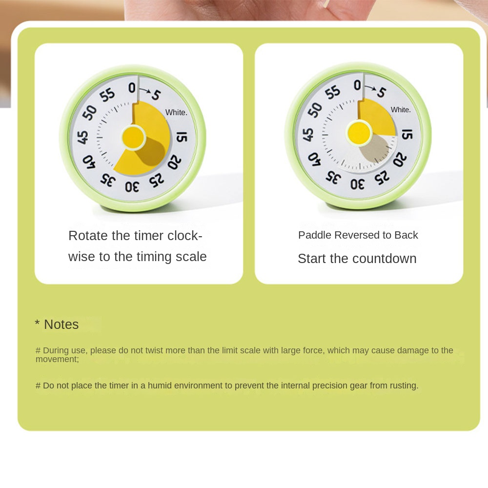 Self-discipline Visual Timer Silent 60 Minutes Kitchen Timer Reminder Round Visualization Countdown Timer