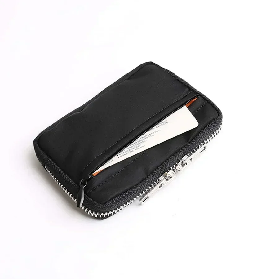 Carteira japonesa masculina, bolsa de armazenamento de fones de ouvido, porta cartão de crédito, para meninos e meninas, organizador de cartão bancário, bolsa de moedas com zíper: Bege