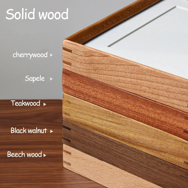 Marco de fotos de madera maciza, certificado de honor decorativo, cuadrado, de , nogal negro, de marco de fotos, 20x20 cm, 25x25cm