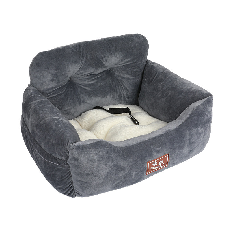 Dog Seat Bed 2 In 1 Hondenhok Hond Car Booster Seat Met Veiligheid Gesp Honden Pad Outdoor Reizen Mand tas Drive Auto Kennel: A-Dark blue