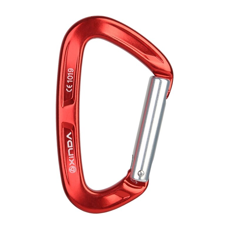 XINDA 25KN Rock Climbing Straight Quickdraw Spring-loaded Gate Aluminum Carabiner Outdoor Kits: Red