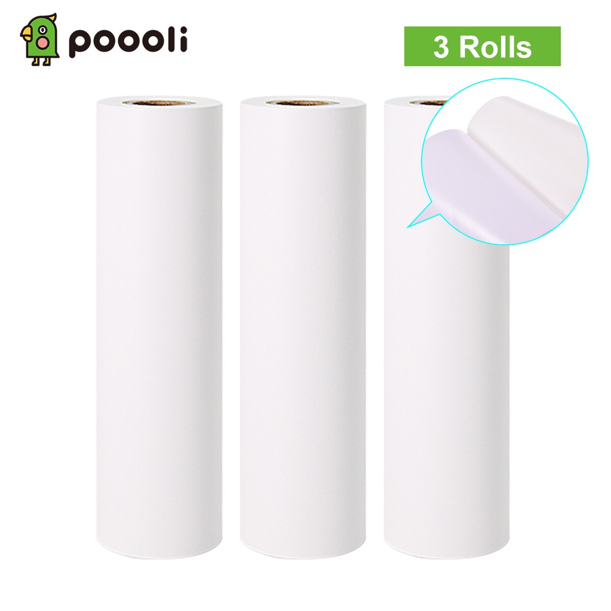 Papier auto-adhésif blanc 110x30mm, 3 rouleaux de papier autocollant imprimable pour imprimante thermique Portable