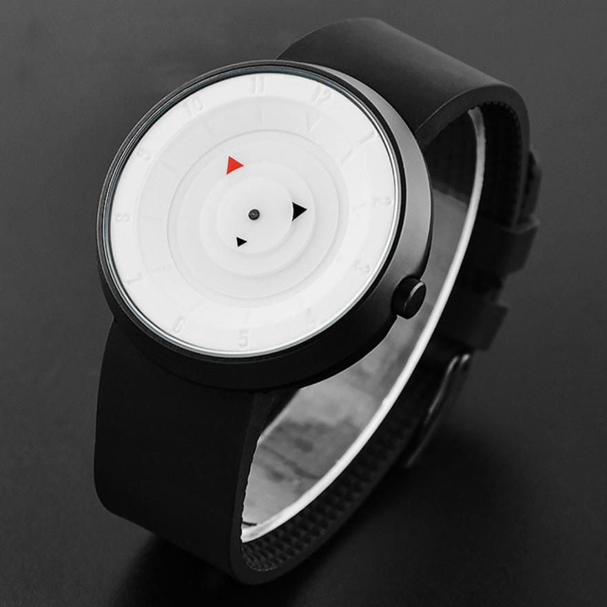 Turntable Watch Men Big Watches Black Rubber Band Quartz Wristwatches Men Sports Watches Relogio Masculino