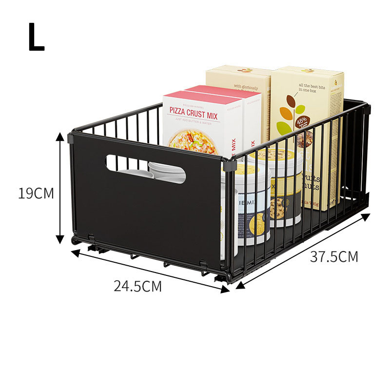 Cozinha pull out organizador para armários rack de armazenamento de especiarias sob pia organizador lanche pode cesta de armazenamento gavetas deslizantes: Preto