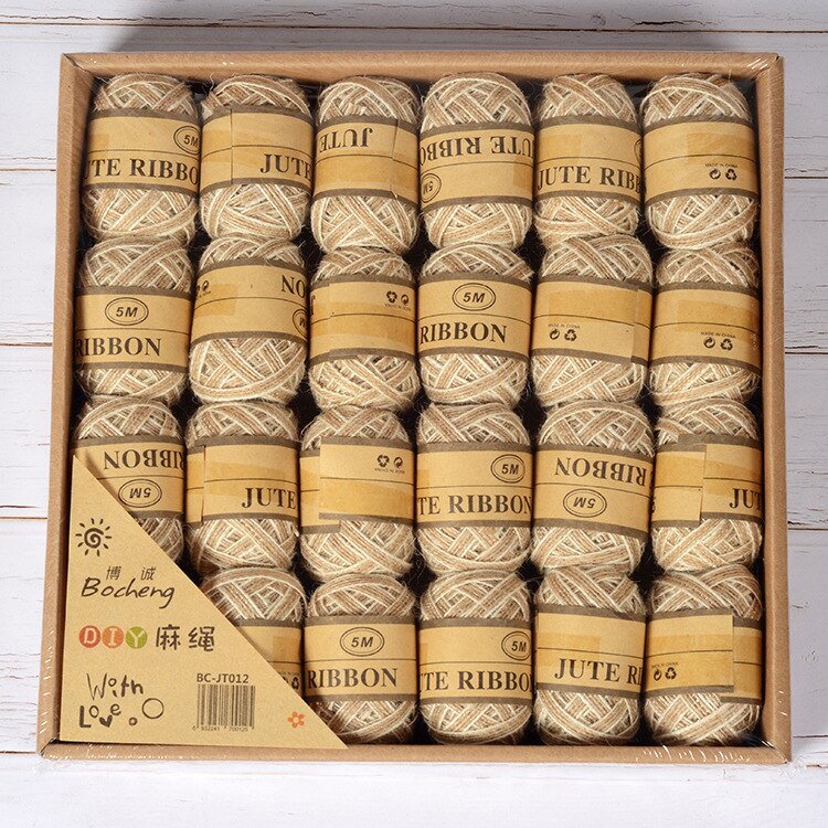 24Pcs Natuurlijke Jute Twine String Roll Voor Kunstwerken Diy Ambachten Cadeaupapier: 5meters burlap B